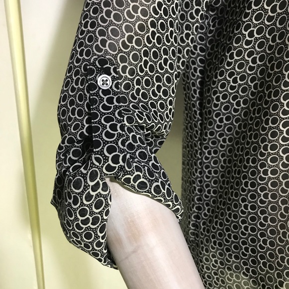 Ann Taylor Circle Print Chiffon Button Down Blouse - Picture 7 of 8